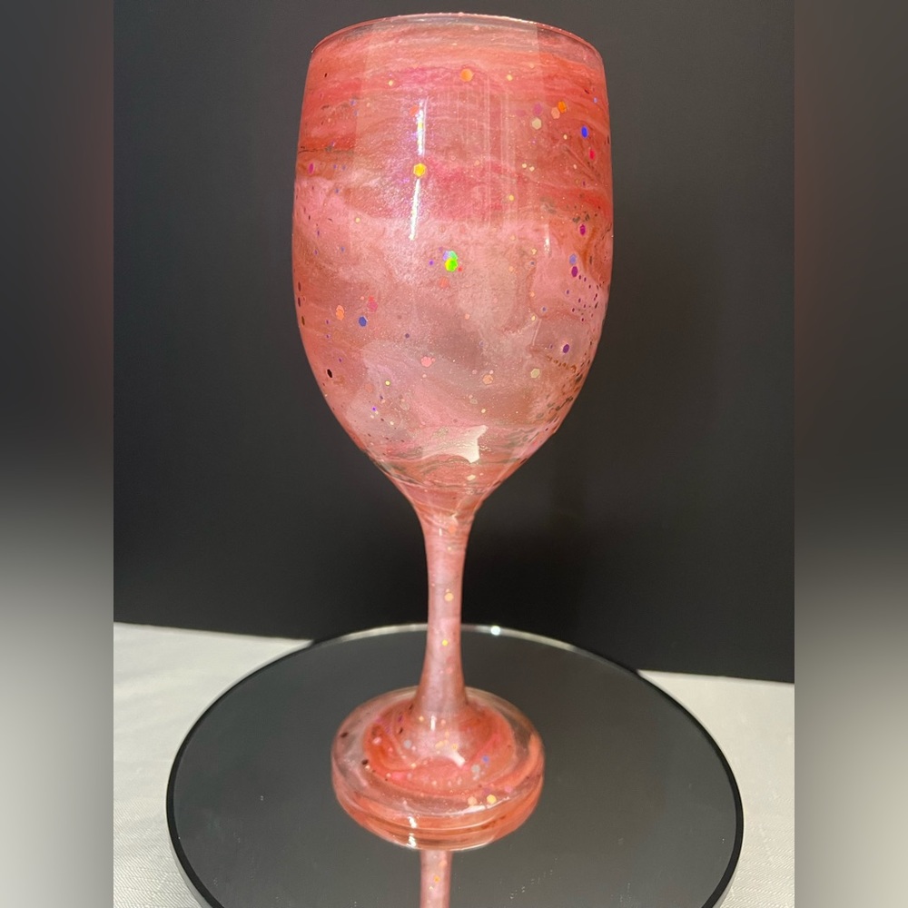 Handcrafted “Marvelous Mauve” Custom Large Wine Glass. 20 oz